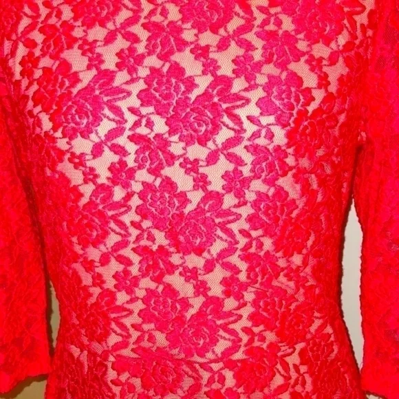 Melrose Pink Lace Illusion A Line Dress; Size 10 - Picture 3 of 8